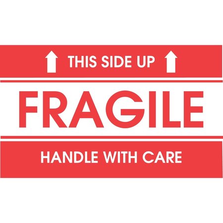 DECKER TAPE PRODUCTS Label, DL1772, FRAGILE THIS SIDE UP HANDLE WITH CARE, 3" X 5" DL1772